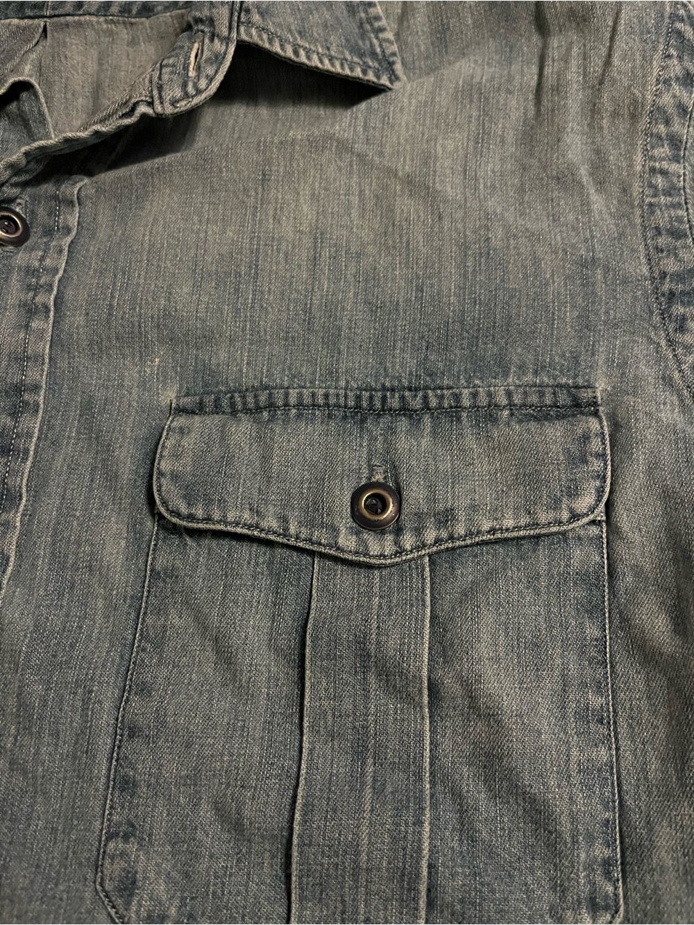 VTG 90’s Polo Ralph Lauren RL Naval Res Chambray Denim Long Sleeve Shirt LARGE - Picture 9 of 9